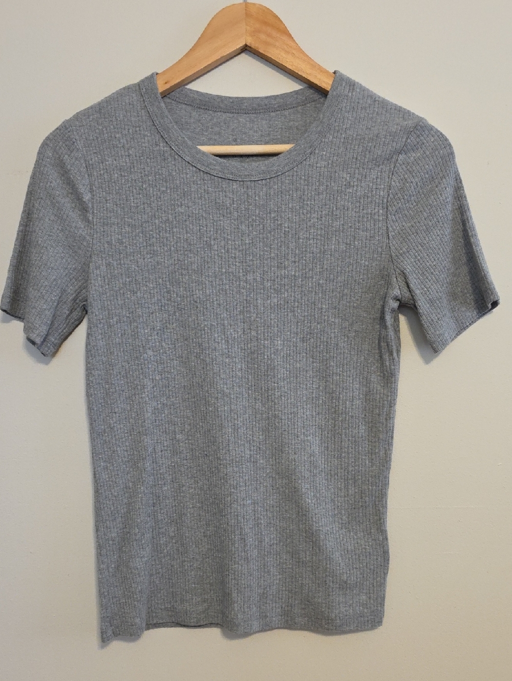 a new day Ribbed Short Sleeve Tee - Light Gray